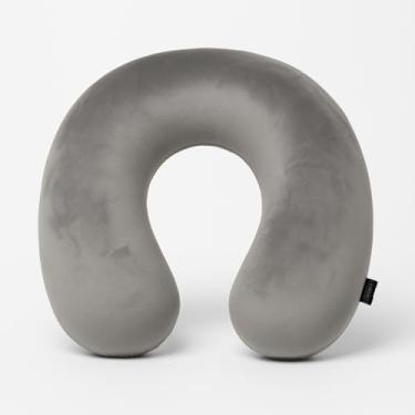 Imagem de Almofada de Pescoço para Viagem Travesseiro com Espuma Viscoelástica Macio (Cinza)