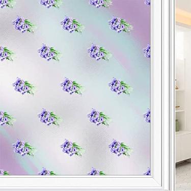 Imagem de Película de janela de privacidade de flores, textura de estilo floral, filme de vidro para sala de estar e escritório em casa, L90 x C 190 cm