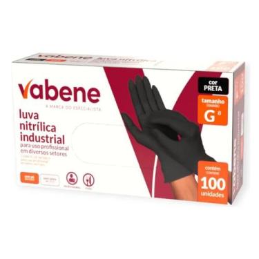 Imagem de Luva nitrilica preta tam g com 100un vabene