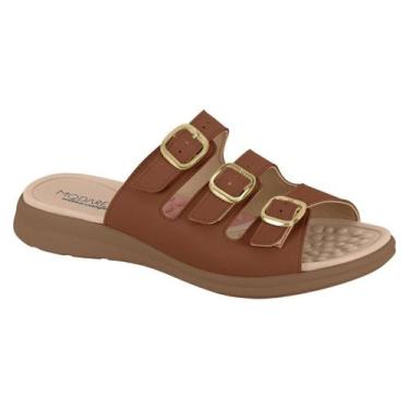 Imagem de Chinelo Feminino Slide Fivelas Modare Ultraconforto 7174122, Avelã, 35