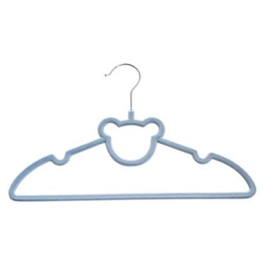 Imagem de Cabide Infantil Veludo Urso Azul Antiderrapante 5 Un - CLINGO