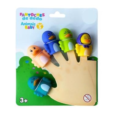 Imagem de Kit Fantoches de Dedo, 5 Peças, Animais Sortidos, Brinquedo Educativo para Crianças 3+ (Reino Animal)