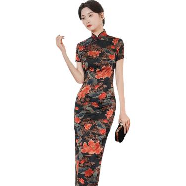Imagem de Vestido Womes Chiese Verão Melhorado Cheogsam Vestidos Sati Manga Curta Estilo Orietal Eveig Baquet Festa Qipao Plus Size Retro Fashio, Style 1, L