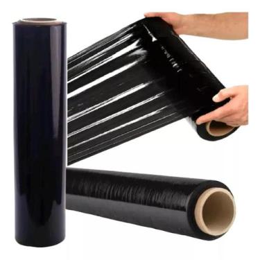 Imagem de 5 rolo filme stretch preto 50cm 250 metros 2kg ideal para embalagem - 