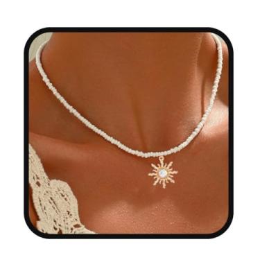 Imagem de Yalice Boho Colar gargantilha com contas opala sol pingente colares praia sereia colar joia presente para mulheres, Plástico, Com contas