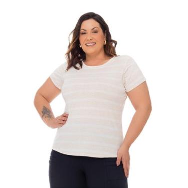 Imagem de Blusa Feminina Plus Size Soltinha De Malha - Gatta Fashion, Off listra