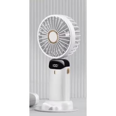 Imagem de Ventilador Portátil com Bateria 3000mAh, Display LED, 5 Velocidades, Dobrável, Silencioso, 18,8cm, Azul (Branco)