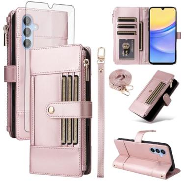 Imagem de Asuwish Capa de celular para Samsung Galaxy A16/A26 5G carteira de celular com protetor de tela de vidro temperado com bloqueio de RFID, alça transversal flip porta-cartões A 16 26 16A 26A 4G SM-A166U