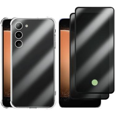 Imagem de Kit Capa + 2 Películas de Privacidade 3D para Samsung Galaxy S23 Plus | Anti-Impacto | Transparente | Capinha Transparente + Película Anti Espião Para Samsung Galaxy S23 Plus