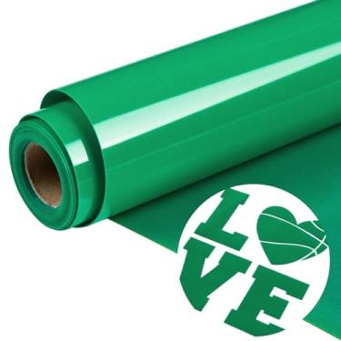 Imagem de HTVRONT Vinil Htv Flocado Verde - 12" X 6 Pés De Transferência Térmica Para Cricut E Máquina Prensagem, Fácil Cortar Ervas Daninhas (Verde)