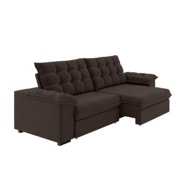 Imagem de Sofá 4 Lugares Retrátil e Reclinável Palermo Veludo Marrom 250 cm