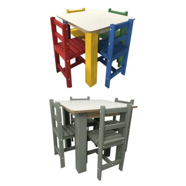 Imagem de Mesa Infantil 4 Cadeiras Criança Pedagógica Madeira Camaleão