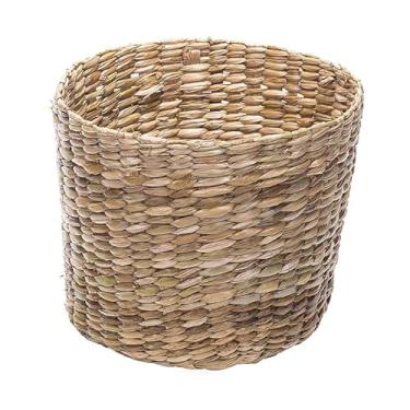 Imagem de Cesto Redondo em Palha de Taboa, Organizador Natural, Cachepô Artesanal