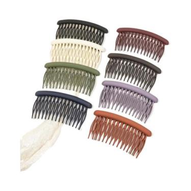 Imagem de Pente Lateral Curvado Para Cabelo Fino Feminino 8 Peças Presilhas De C