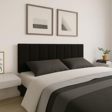 Imagem de Cabeceira Veludo Premium Estofada Casal Painel Modular p/Cama Box Instalação Sem Furos