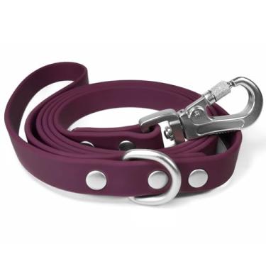 Imagem de DJANGO Coleira impermeável para cães Tahoe – durável, confortável e fácil de limpar com clipe de mosquetão de trava premium e ferragens prateadas (roxo framboesa, padrão)