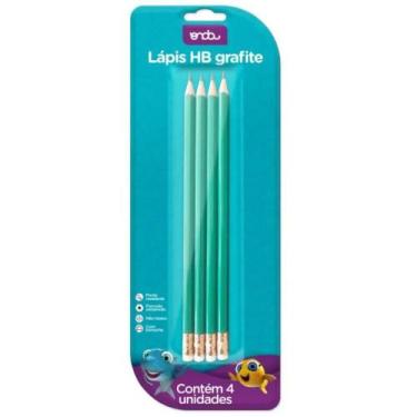 Imagem de Lápis Grafite Com Borracha HB 4 Unidades Onda Pro