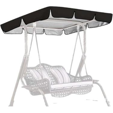 Imagem de Substituição Do Dossel De Balanço De Jardim 2 3 Lugares Substituição Do Dossel Da Cadeira De Balanço De Jardim à Prova D'água Cobertura Resistente A Uv, Black, 190x132x15cm