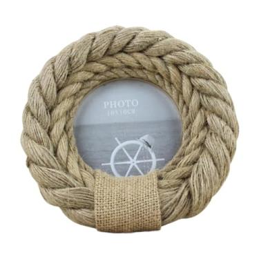 Imagem de Ioensy Porta-retratos de madeira prático estilo fazenda porta-retratos lembranças presentes para hotel café apartamento quarto mesa, Round 4inch