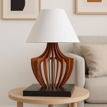 Imagem de Abajur Aranha Madeira Moderno Casa Sala E Quarto Decoração