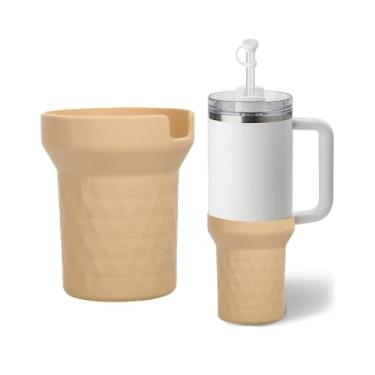 Imagem de CarryNext Bota de silicone para Stanley Cup 1,134 g, capa preta para bota com acessórios Stanley H2.0 e Quencher Adventure Tumbler (marrom, 1,134 g)