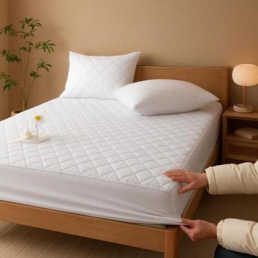 Imagem de Lençol Protetor Ajustável Macio Impermeável Decorativo Colchão Berço, 