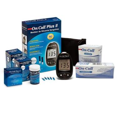 Imagem de Kit On Call Plus 2 II Medidor Glicemia Completo 100 Tiras - ONCALL