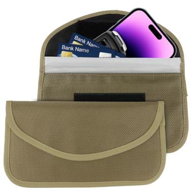 Imagem de Ongfuwu Bolsa Faraday com 2 peças para telefones e chaves de carro, entrada sem chave, bloqueio de sinal, protetor de chaveiro, antirroubo Faraday para proteção de privacidade de celular, blindagem de