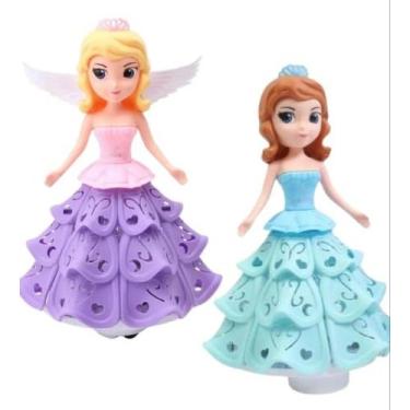 Imagem de Brinquedo Kit 2 Boneca Dançarina Princesa Frozen e Ana Com Luz e Som N