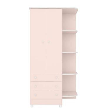 Imagem de Guarda-Roupas Infantil 2 Portas 3 Gavetas e Nichos Encanto Feliz -Rosa Acetinado - ÉdeCasaMóveis