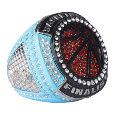 Imagem de TOPSPORTSJEWELRY 10 estilos de anel de campeonato de prêmios de jogador de basquete tamanho 10 campeões e anel finalista, Zinco, Cristal