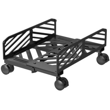 Imagem de Suptek Suporte de torre de computador, suporte ajustável de aço para CPU de 7,28 a 30 cm de largura, suporte de CPU móvel embaixo da mesa ou do chão com rodas giratórias de bloqueio, suporte para PC