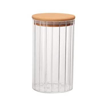 Imagem de Porta Mantimento Canelado Dynasty em Vidro Borossilicato e Tampa em Bambu - 750ml
