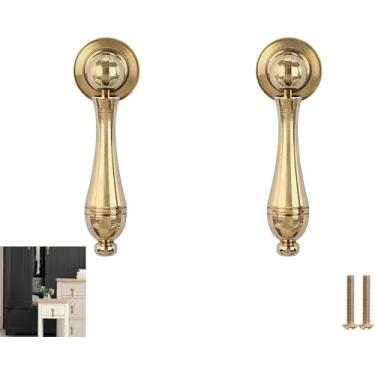 Imagem de Maçaneta Para Móveis 2 Pcs Alça De Latão Puro Em Forma De Gota Tag Gaveta Porta Do Armário Pingente De Furo único Alça Pequena, Large Copper Bright