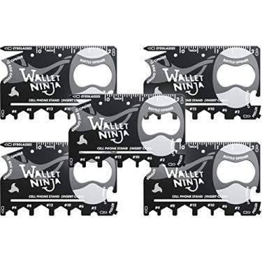 Imagem de Wallet Ninja Cartão multiferramentas – multiferramentas tamanho de cartão de crédito 18 em 1 para reparos rápidos, equipamento de sobrevivência EDC, abridor de garrafas, acampamento – Dispositivos legais e meias – Preto (5)