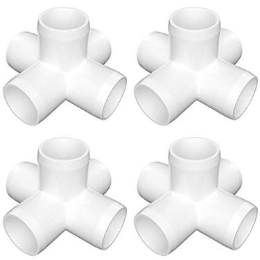 Imagem de letsFix Cotovelo de PVC de 5 vias (pacote com 4) de 3,8 cm, resistente a UV, serve para tubos de PVC de 40 cm