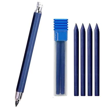 Imagem de JOMPENS Conjunto de lapiseira de metal de 5,6 mm com clipe de embreagem mecânica de metal, lápis grafite e 4 peças de grafite para construção, desenho de rascunho, artesanato, esboço de arte (caneta
