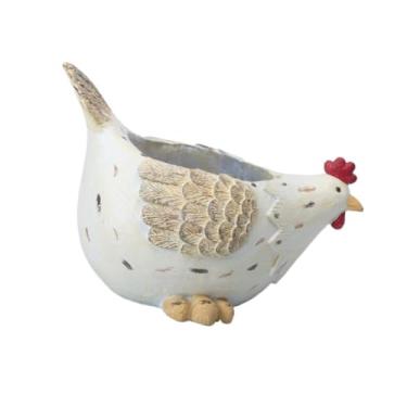 Imagem de IEUDNS Estátua de galinha, vaso de flores de galinha, suporte para estatueta de resina, recipiente para plantas, vaso em miniatura para peitoril de janela de