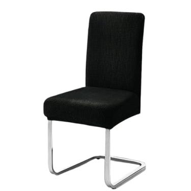 Imagem de Capa elástica para cadeira, 6 peças, à prova d'água, para escritório, jacquard, elastano, elástica, para assentos, cozinha, sala de jantar (6 peças/preto)