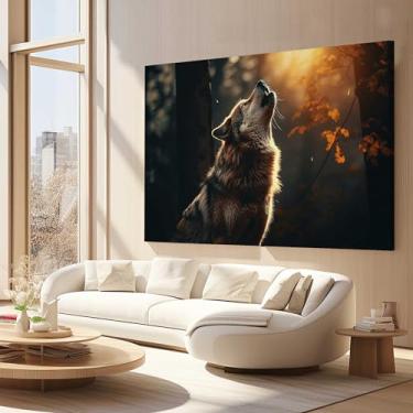 Imagem de Quadros Decorativos para Quarto Sala 130x90 Lobo Paisagem Grande Escritório Hall