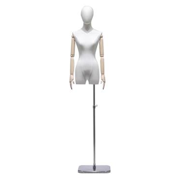 Imagem de Mannequin Manequim feminino de tronco de linho, braços e cabeça ajustáveis, base quadrada de metal, altura ajustável de 67 a 83 polegadas(White)
