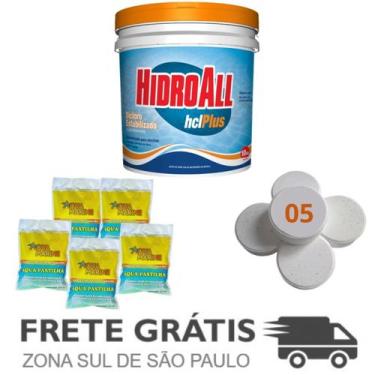 Imagem de Kit Dicloro HidroAll 10 Kg + 5 Pastilhas 200Gr Aqua Marine