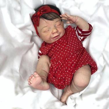 Imagem de Bebê  Reborn Boneca April Dormindo Menina Silicone Banho - Ana dolls
