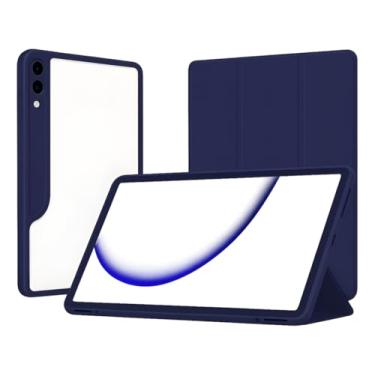 Imagem de Capa Protetora Transparente para Galaxy Tab S10+, S9 FE+, S9+, S7+, S8+, Fundo Transparente, Flip com Suporte de caneta - Pop Shope (Azul Marinho)