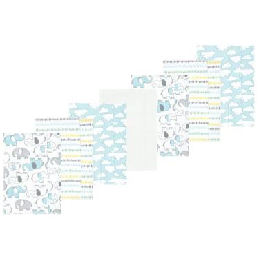 Imagem de Luvable Friends Hudson Baby Conjunto de 7 panos de flanela para arrotos, Elefante novo, 14x20 inches
