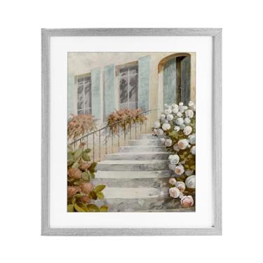 Imagem de Stupell Industries Escadas de Entrada Floral Cinza Impressão Emoldurada Design sob Vidro por LORENZO COLLECTIVE, 21 x 17
