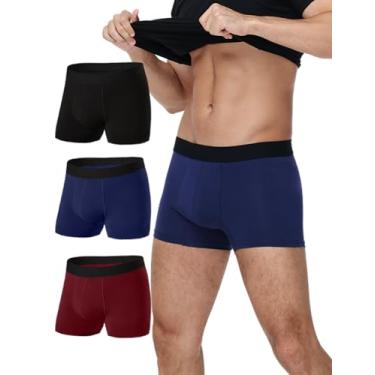 Imagem de BATTEWA Roupa íntima masculina com certificação Oeko-TEX para incontinência, respirável, à prova de vazamento, cuecas boxer protetoras de algodão, absorção de 50 ml, pacote com 3 (GG, azul)