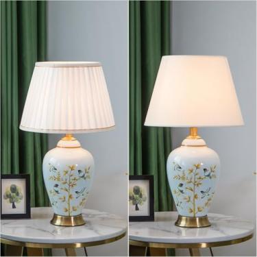 Imagem de Porcelain Blue and White Vase 21 Inch Chinoiserie Vintage Ceramic Oriental Vase Chinese Handmade Classic Flower Decor for Home Office Bookshelf Table/Ginger jar table lamp(2-H55xD33CM)