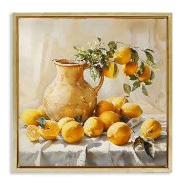 Imagem de Stupell Industries Arte de parede vintage Lemons and Pitcher Gold Framed Floater Canvas da LSR Creative Studio, 25 x 25