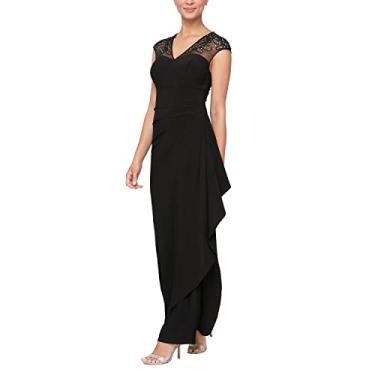 Imagem de Alex Evenings Vestido longo feminino com detalhe frontal de nó, Preto, 46